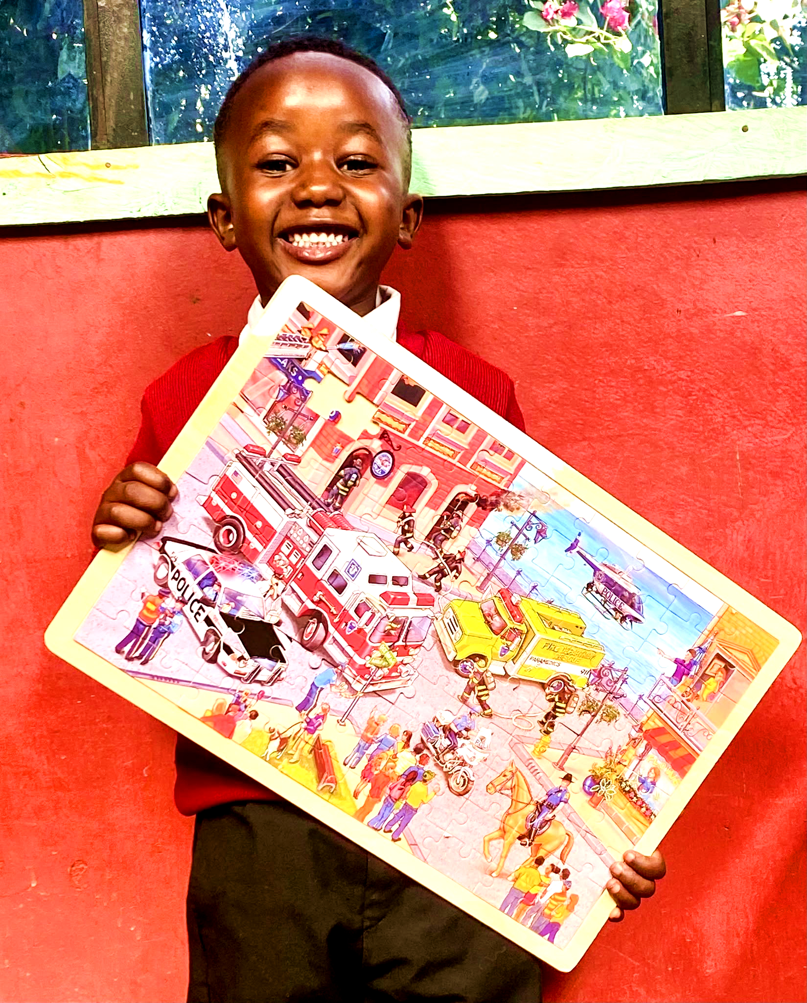 Learner with completed puzzle